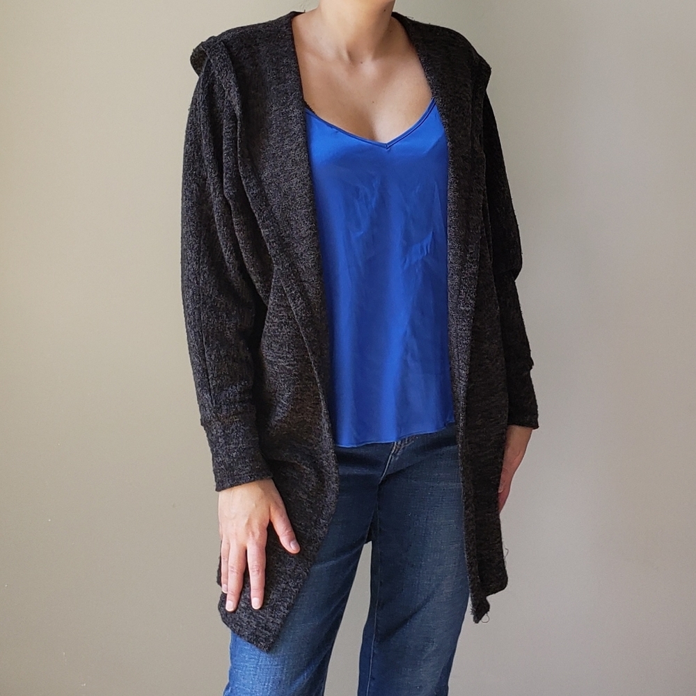BDG Gray Marled Longline Open Sweater Cardigan S